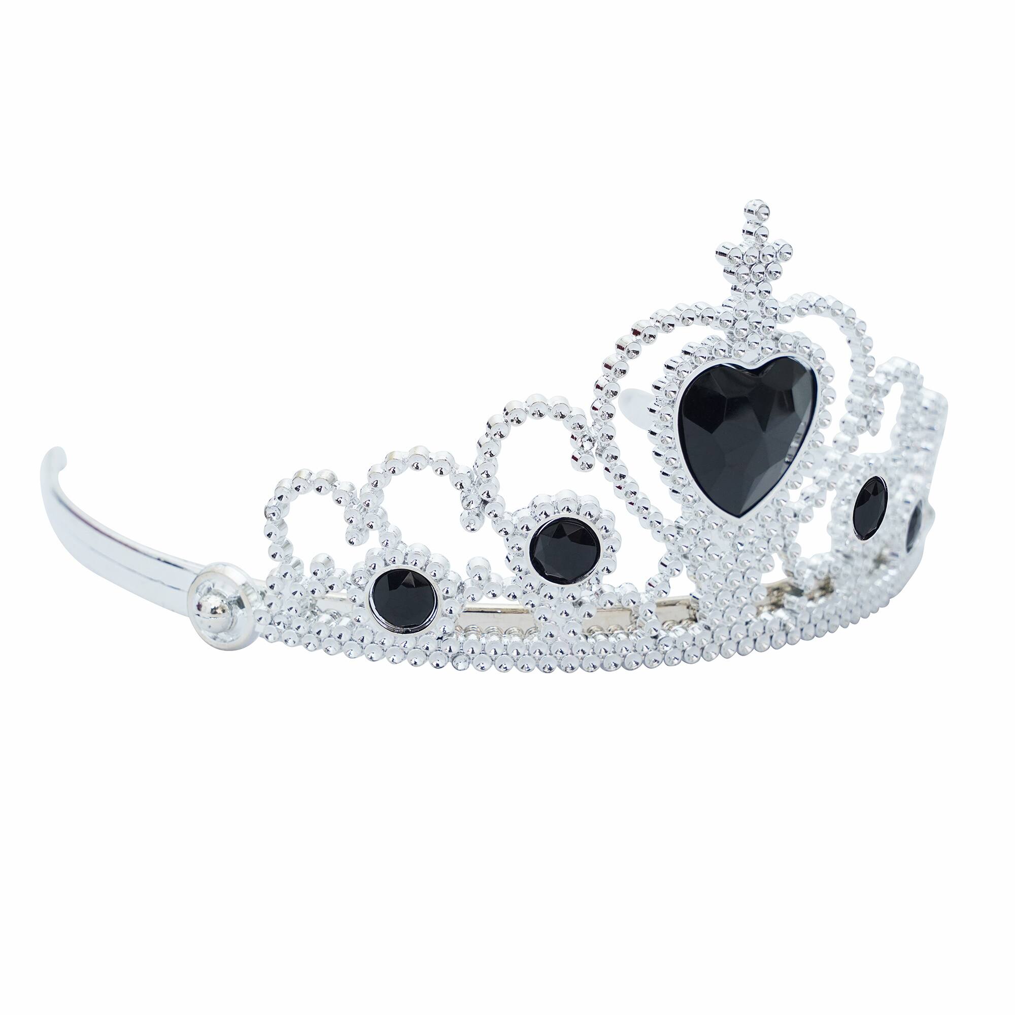 Adult Silver Plastic Costume Tiara with Gem